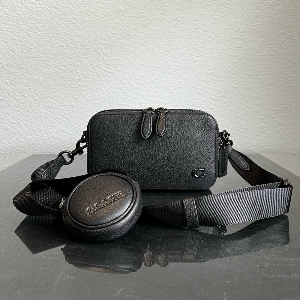 Coach Charter Slim Crossbody in Black Pebbled Leather